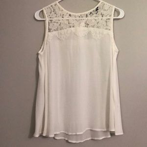 Sheer white tank with lace